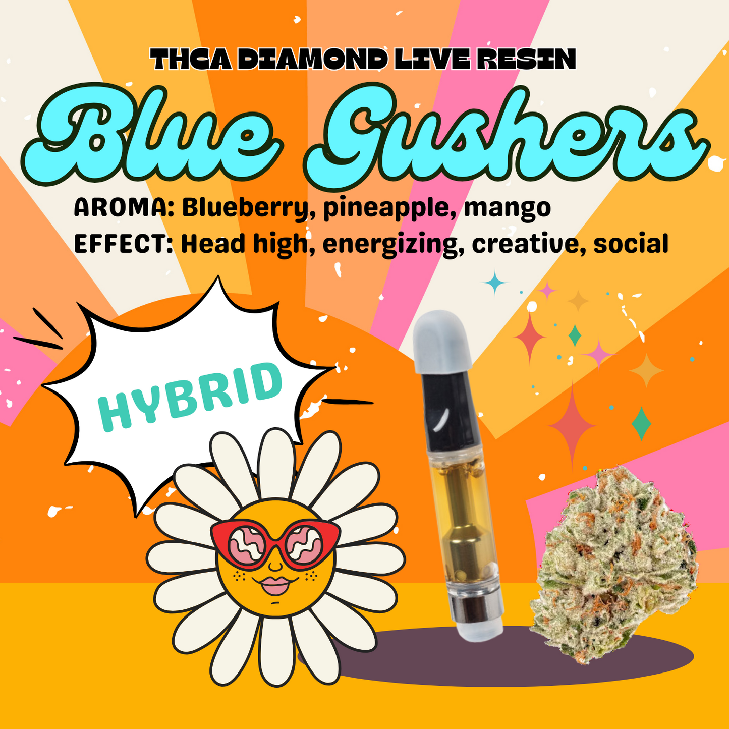 THCa Live Resin Cartridge | Blue Gushers - 1g. (indica hybrid)